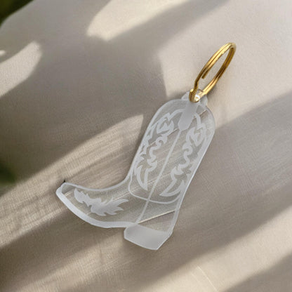 Cowboy Boot Keychain: Silver