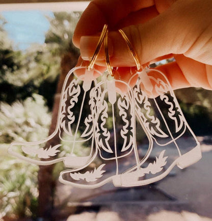 Cowboy Boot Keychain: Silver