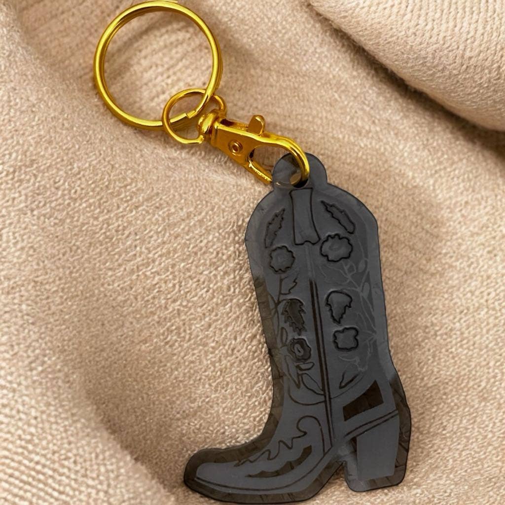 Cowboy Boot Western Keychain Jewelry: Midnight Black