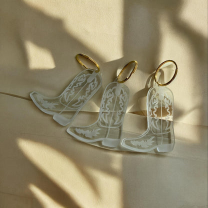 Cowboy Boot Keychain: Silver