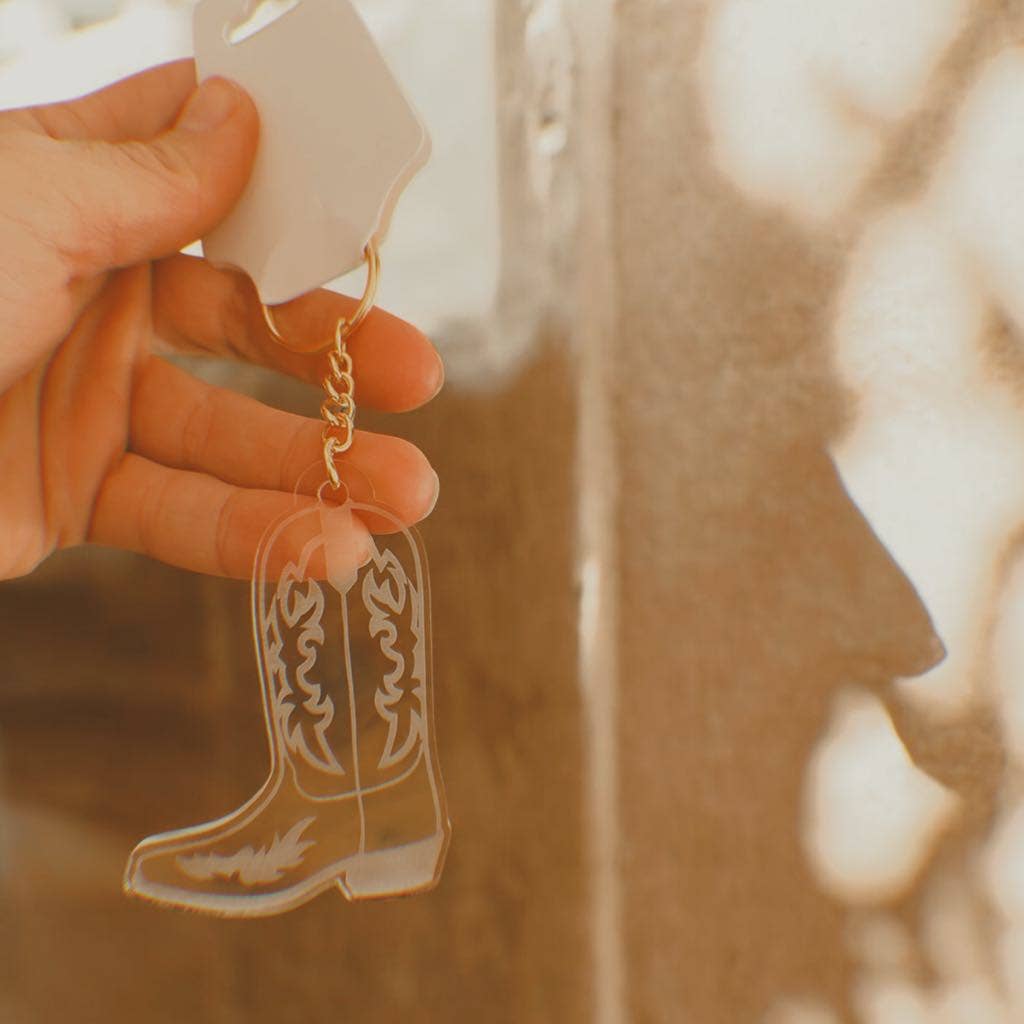 Cowboy Boot Keychain: Silver