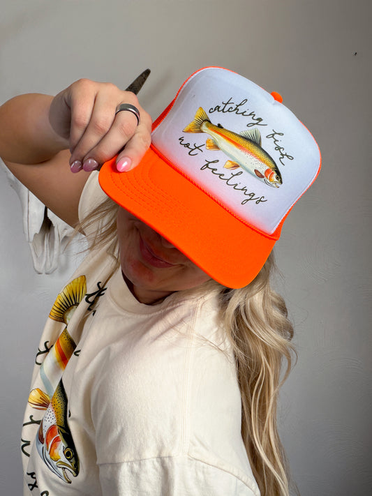 FISH NOT FEELINGS CAP: NEON ORANGE