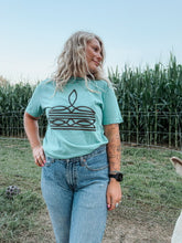 Load image into Gallery viewer, BLACK BOOT STITCH: SEAFOAM
