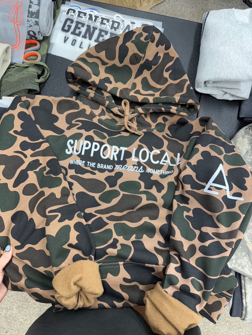 DUCK CAMO SUPPORT LOCAL HOODIE
