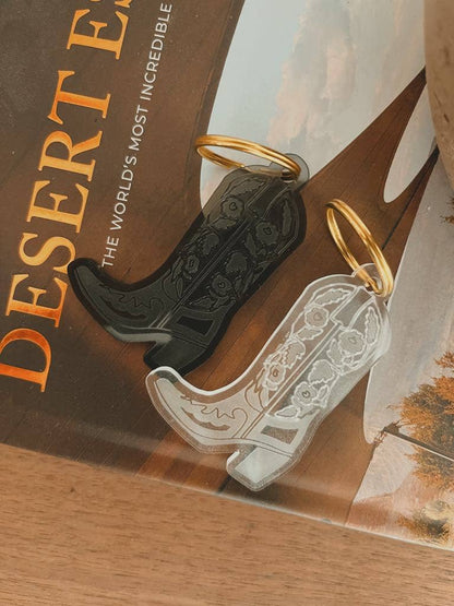 Cowboy Boot Western Keychain Jewelry: Midnight Black