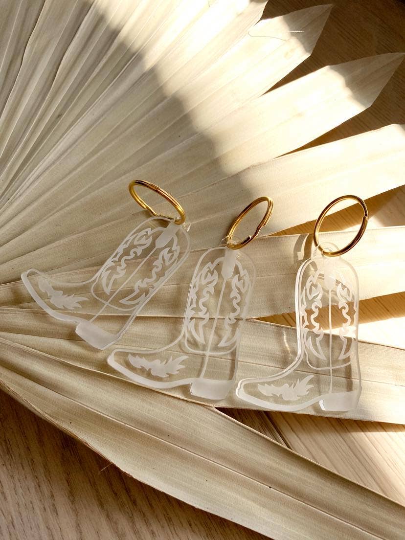 Cowboy Boot Keychain: Silver