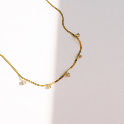 Cassi Herringbone Crystal Necklace