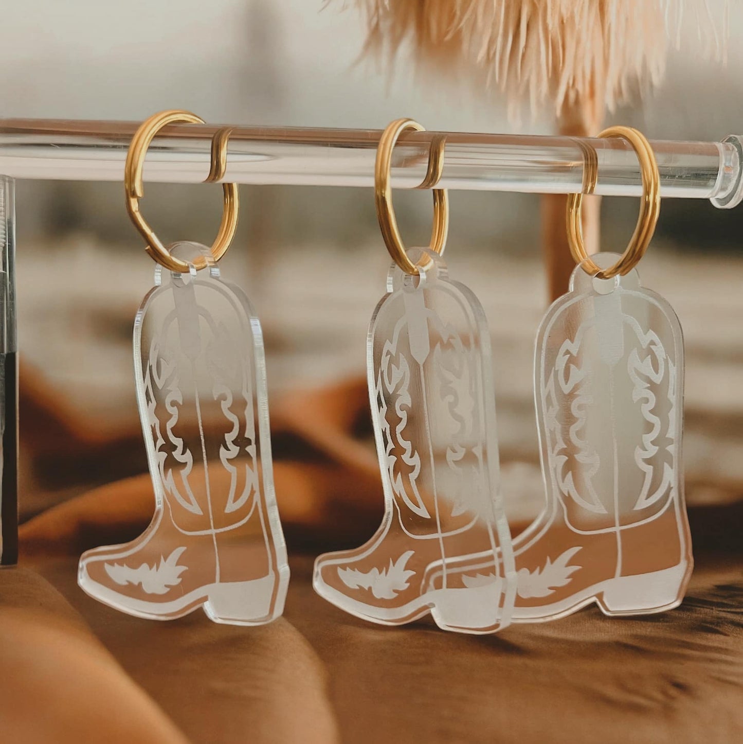 Cowboy Boot Keychain: Silver