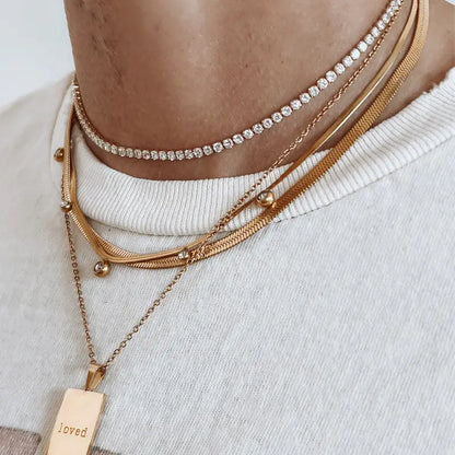 Cassi Herringbone Crystal Necklace