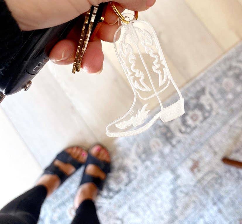 Cowboy Boot Keychain: Silver